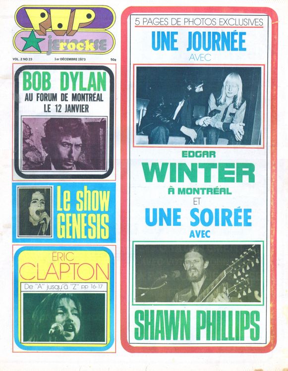 pop rock canada magazine 1 December 1973 Bob Dylan front cover