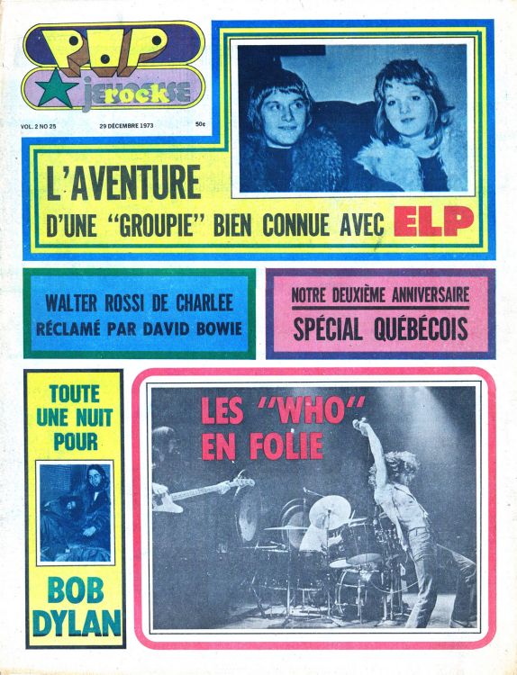 pop rock canada magazine 1 December 1973 Bob Dylan front cover