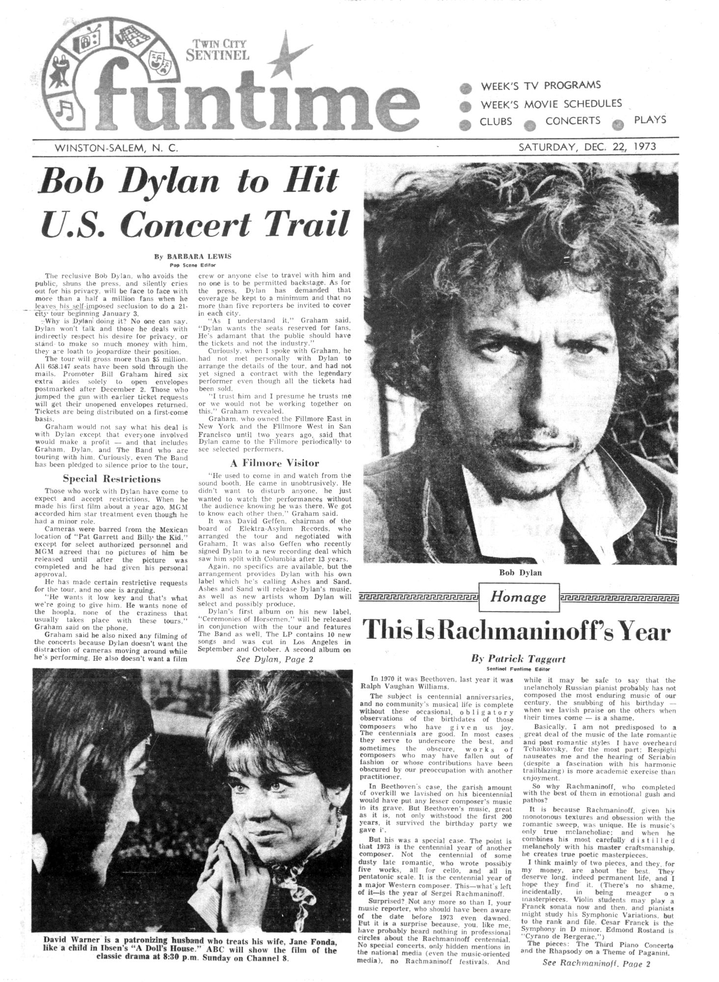 the sentinel Bob Dylan front cover