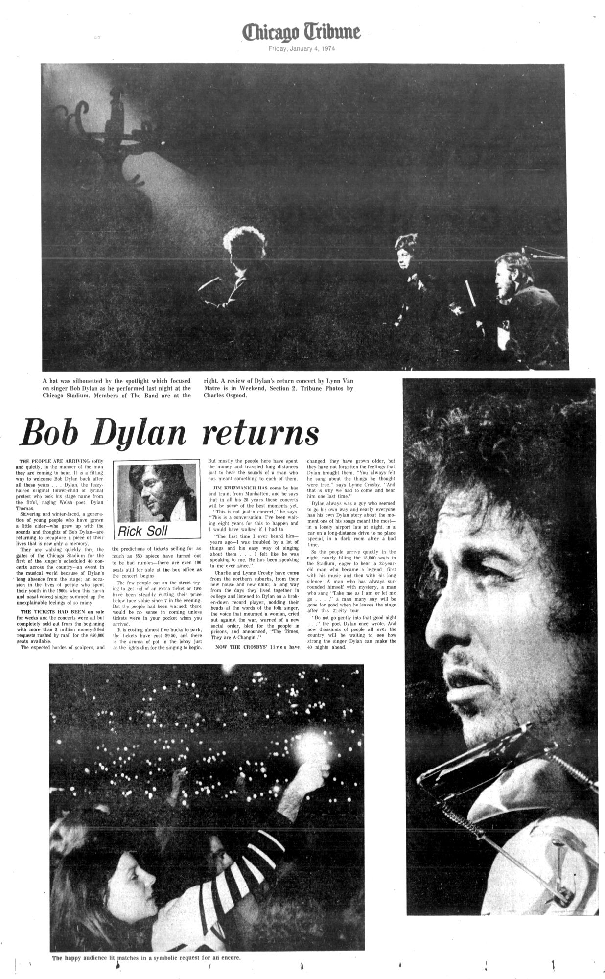 chicago tribune Bob Dylan front cover