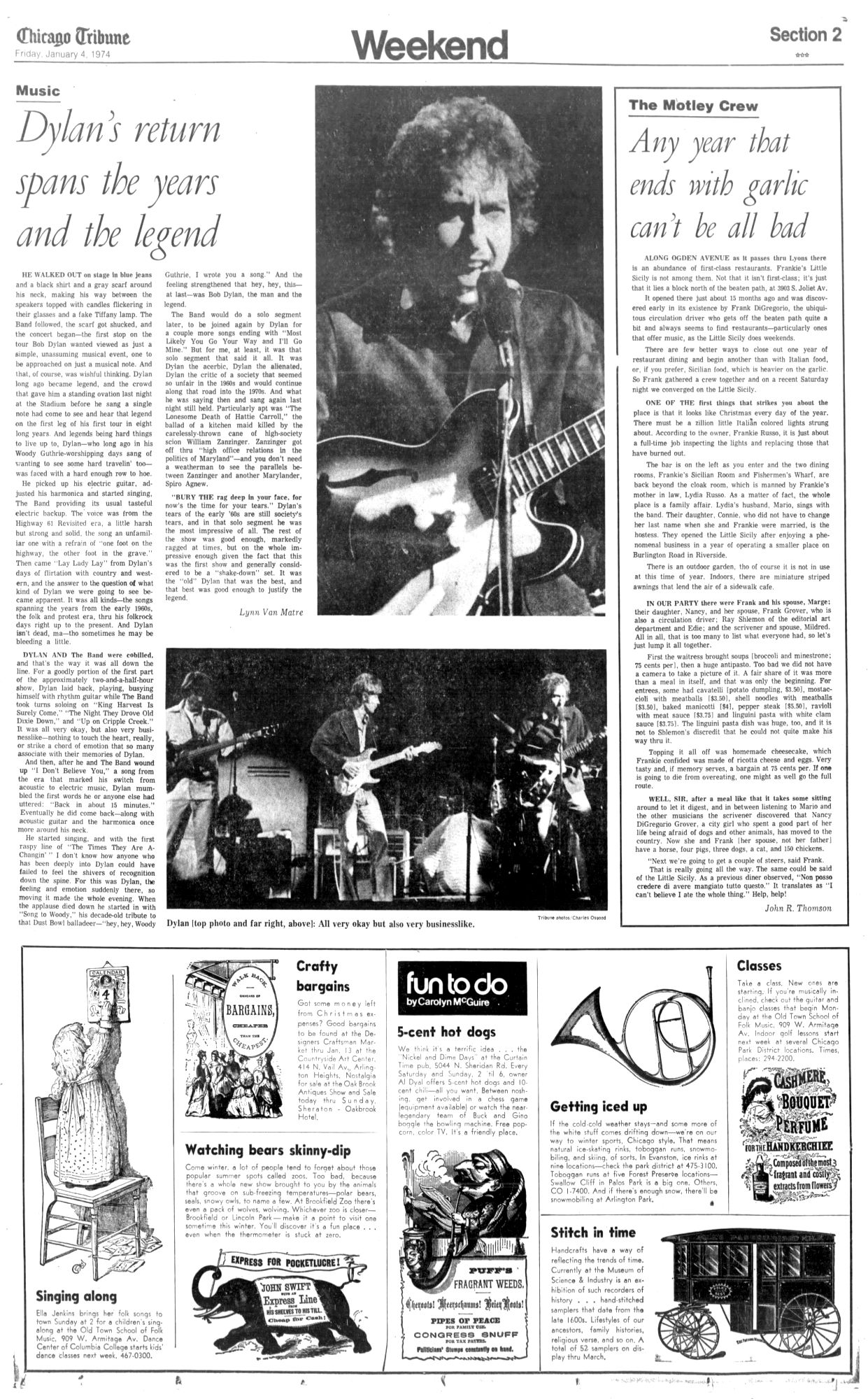 chicago tribune Bob Dylan front cover