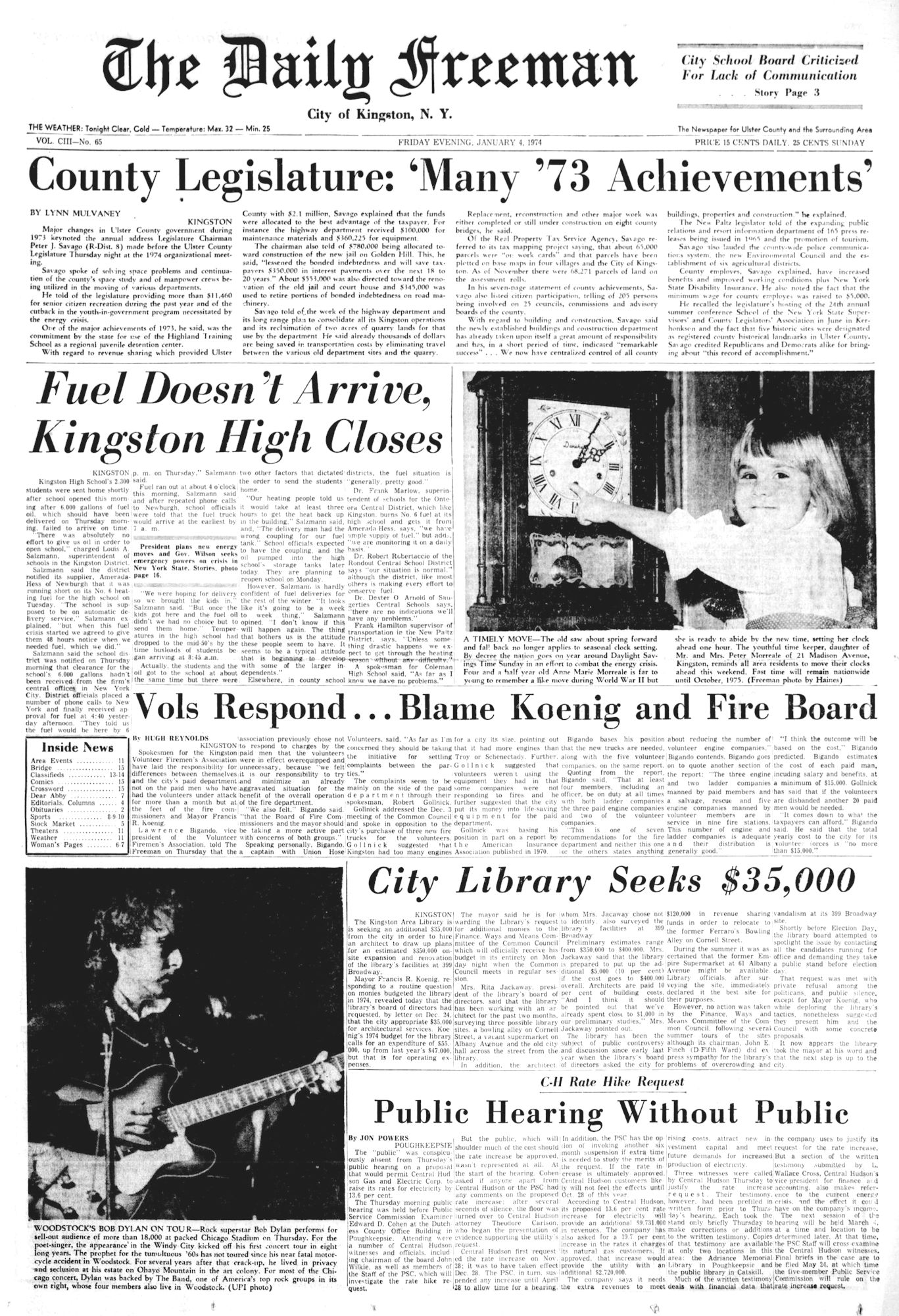 daily freeman Bob Dylan front cover