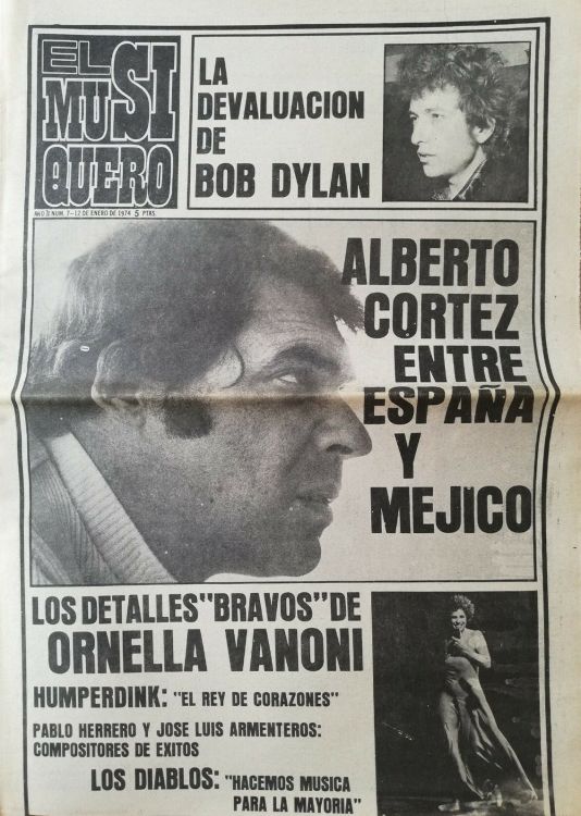 el musiquero magazine Jan 1974 Bob Dylan front cover