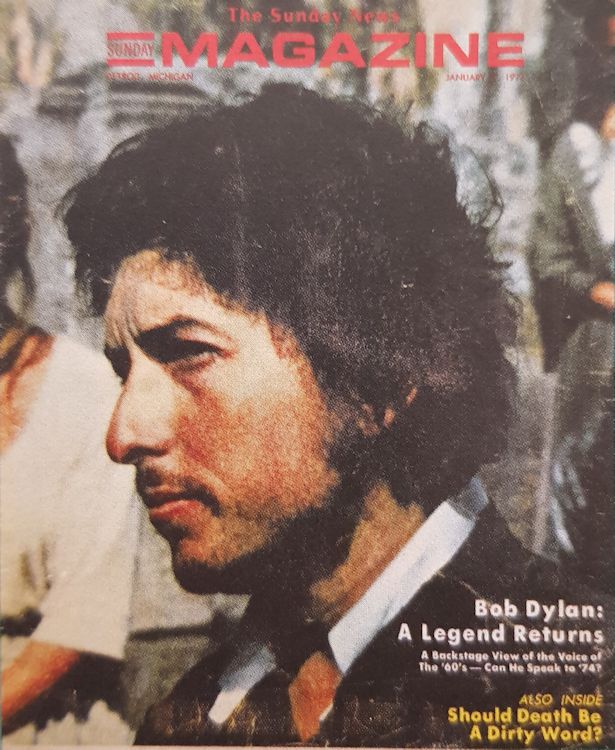 the sunday news magazine Bob Dylan front cover