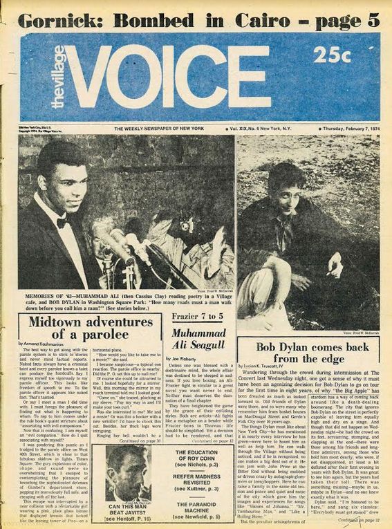 Village voice magazine Bob Dylan front cover 7 February 1975
