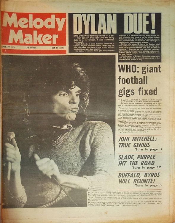 Melody Maker Bob Dylan front cover