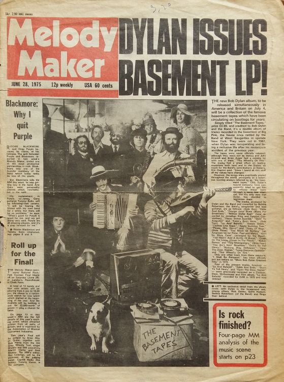 Melody Maker 28 June 1975 Bob Dylan front cover