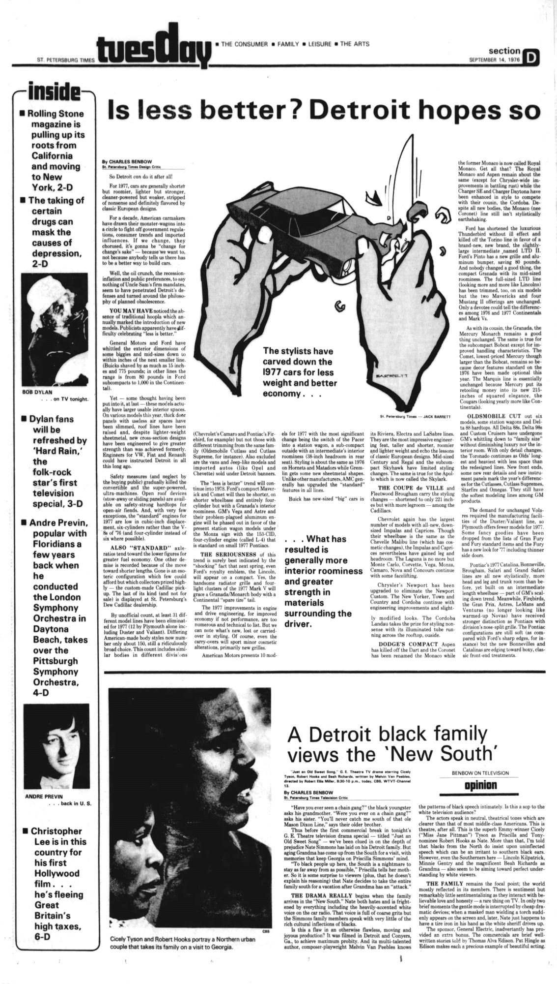 st petersburg times Bob Dylan front cover