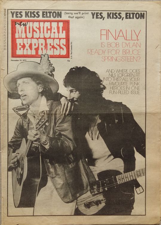 New Musical Express 15 November 1975 Bob Dylan front cover