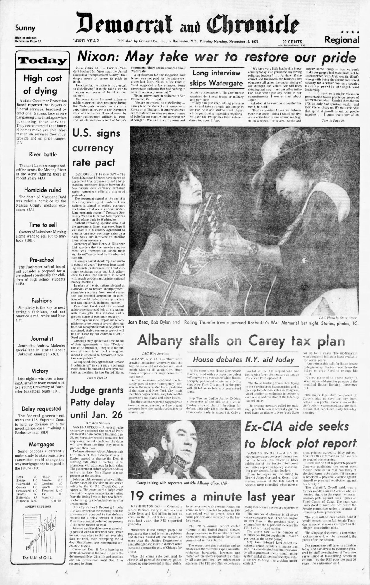 Democrat and Chronicle Bob Dylan front cover