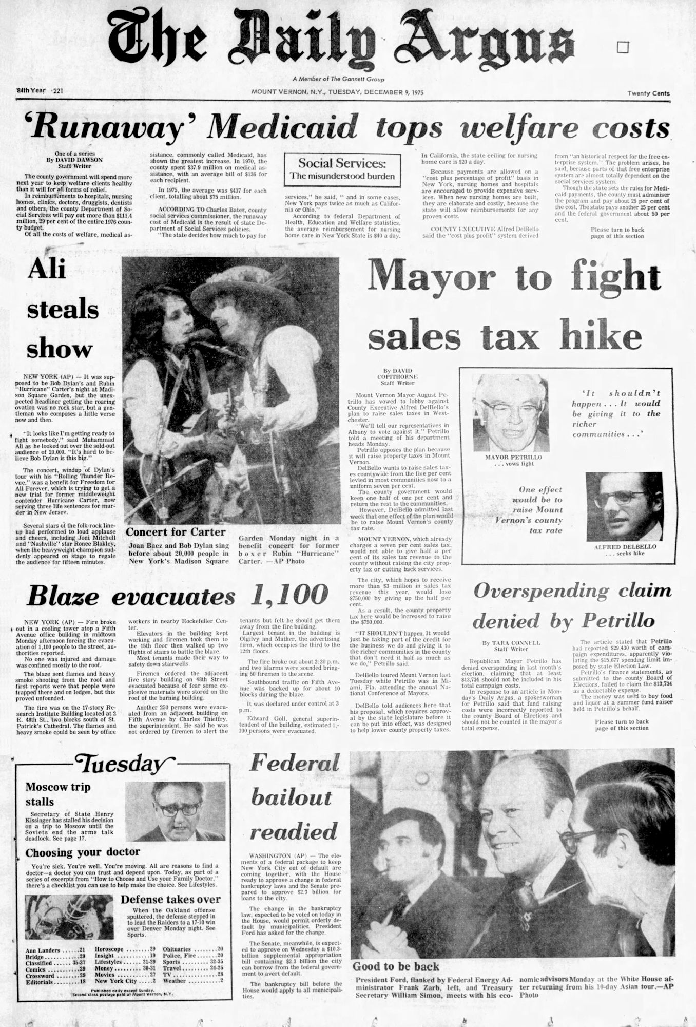 daily argus, NY, Bob Dylan front cover