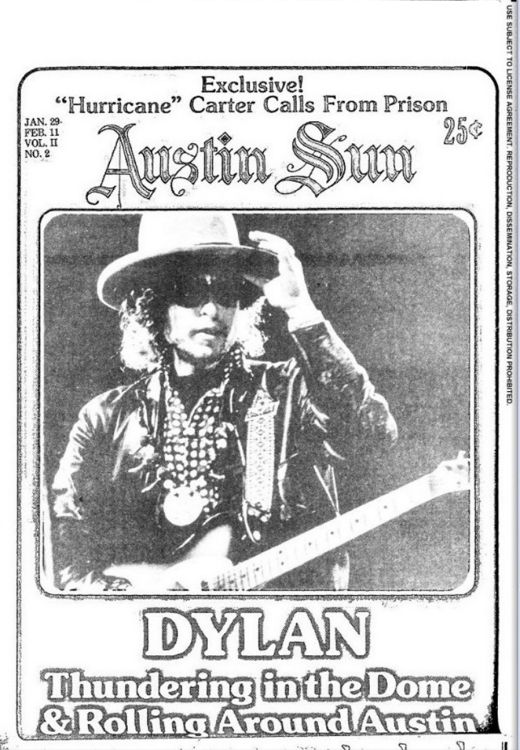Austin Sun 1976 Bob Dylan front cover