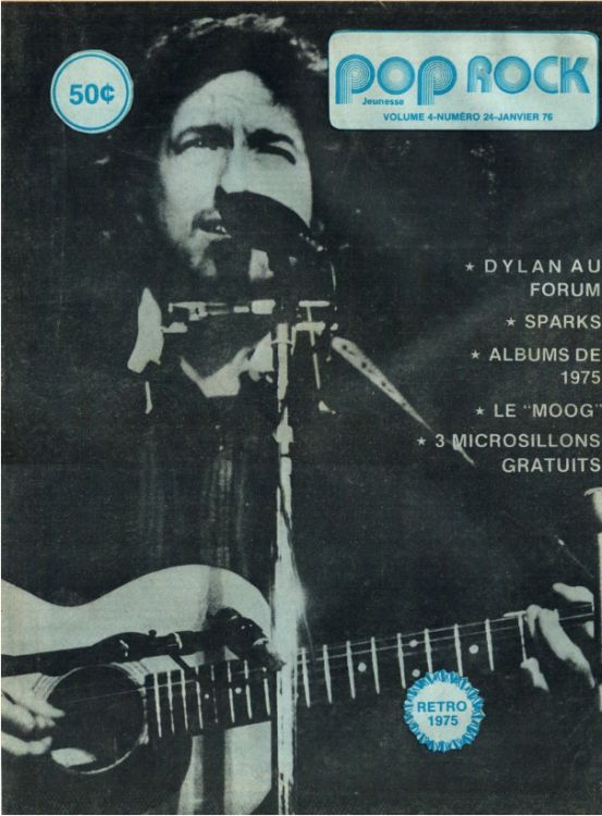 pop rock canada magazine 1976 Bob Dylan front cover
