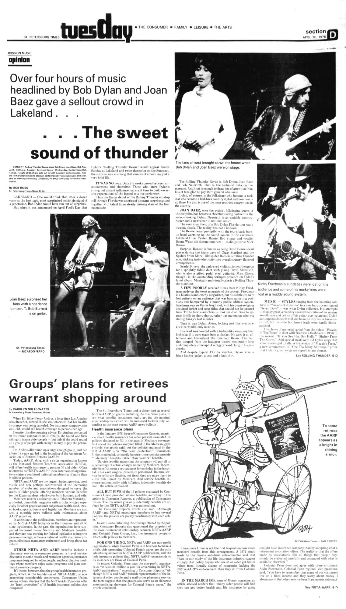 st petersburg times Bob Dylan front cover