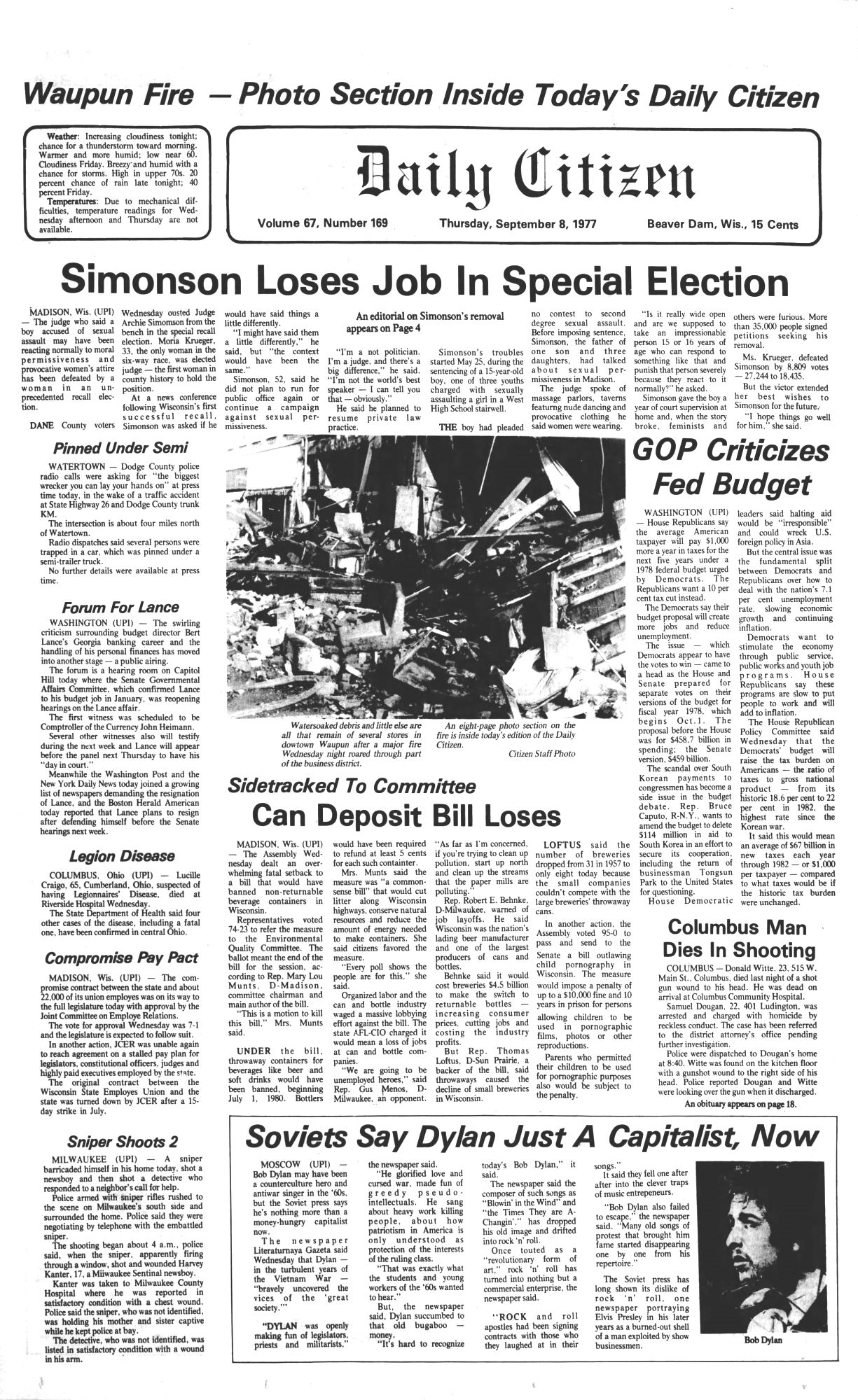 daily citizen Bob Dylan front cover