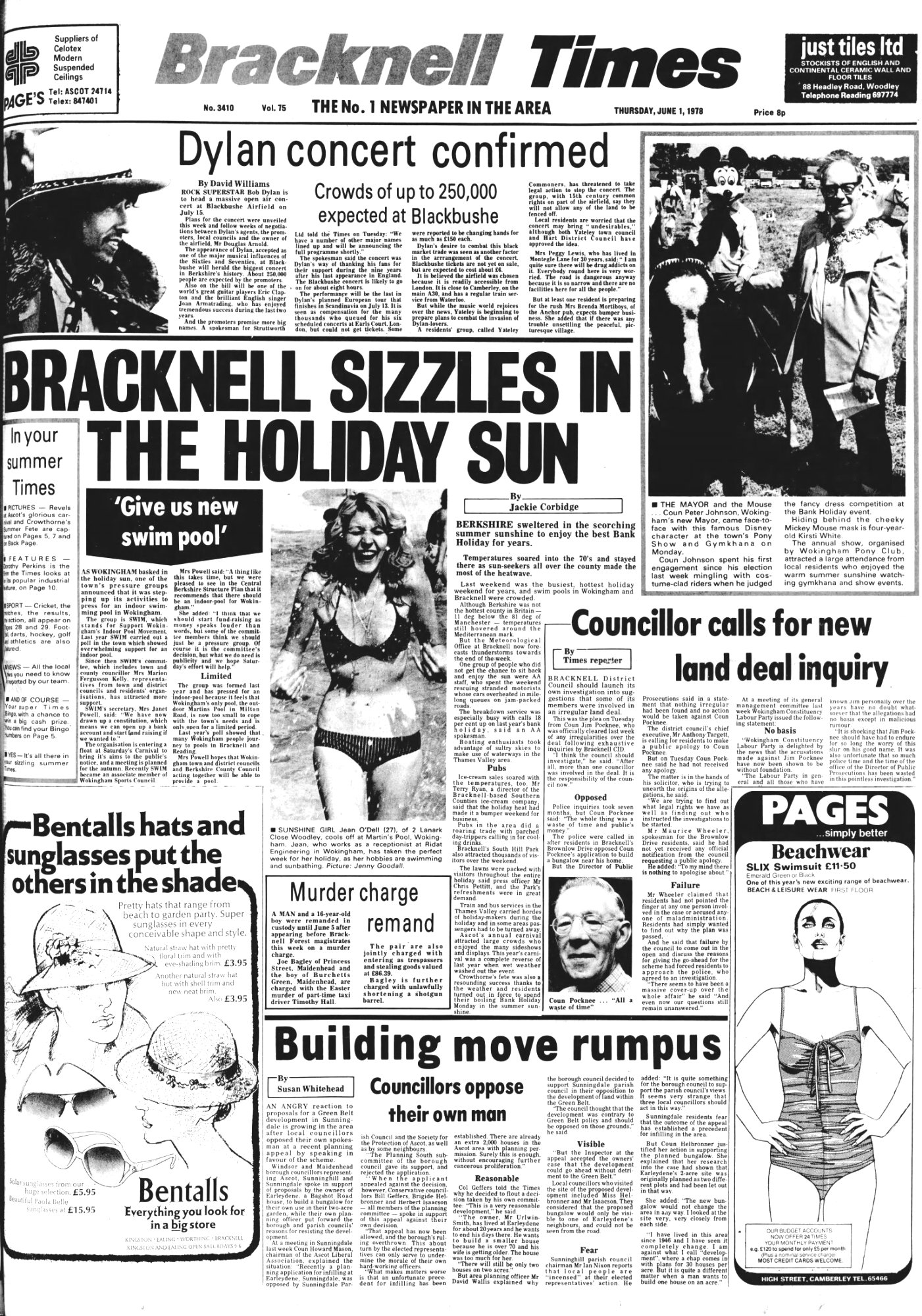 bracknell times Bob Dylan front cover