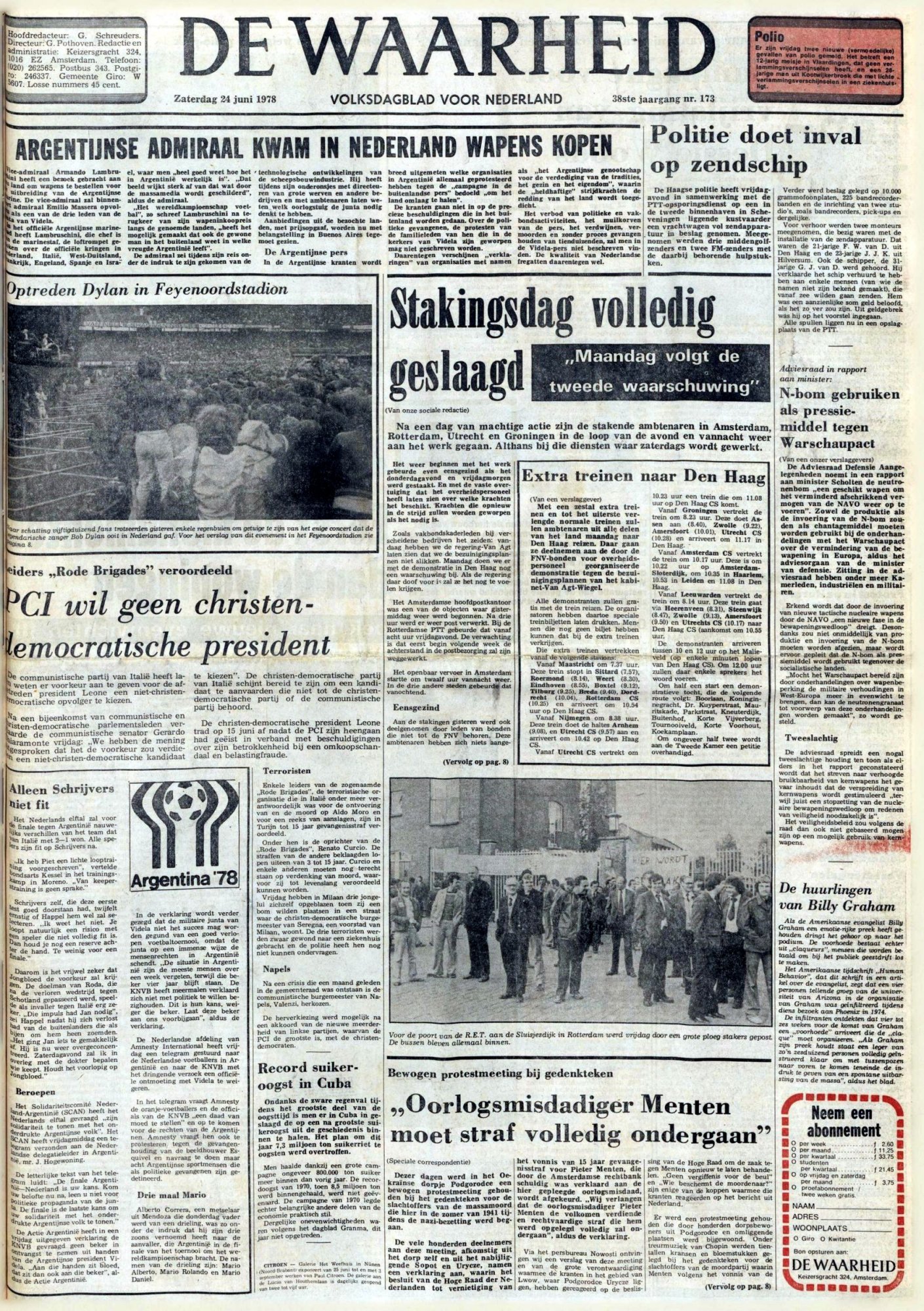 de waarheid 26 04 1984 Bob Dylan front cover