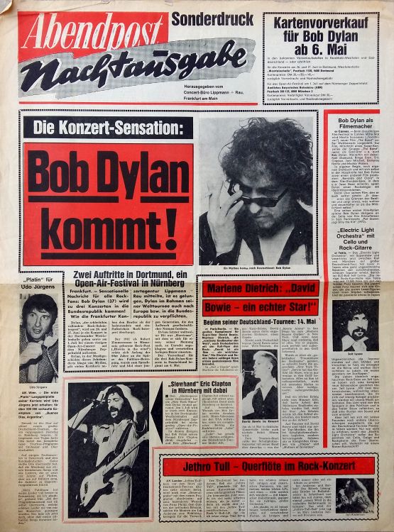 abendpost nachtausgabe magazine Bob Dylan front cover