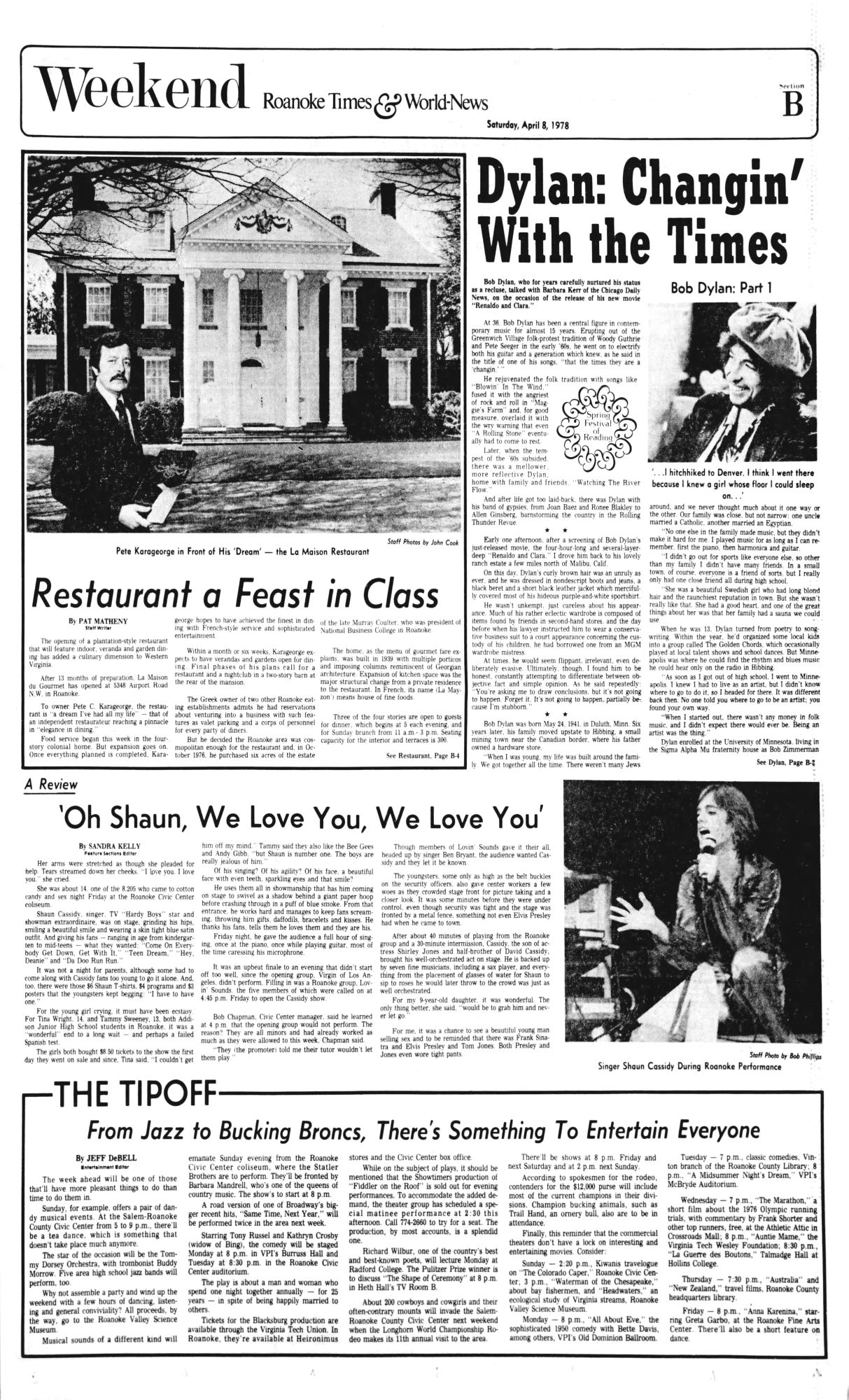 roanoke times Bob Dylan front cover