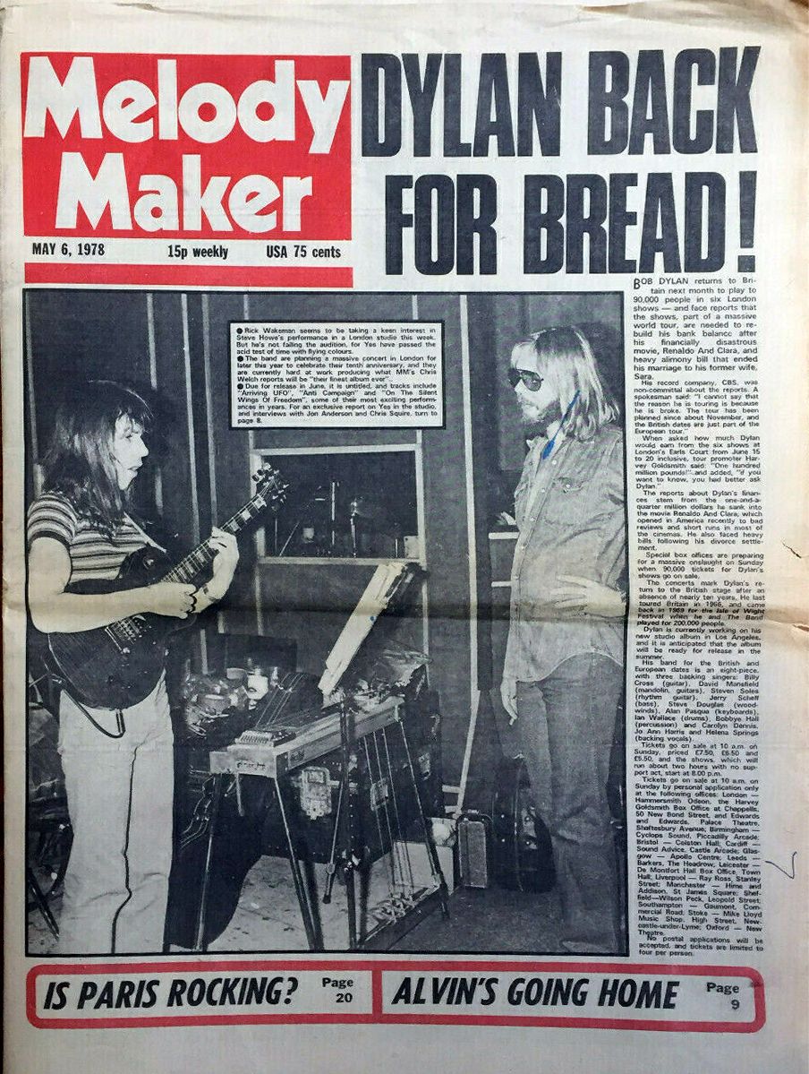 Melody Maker 6 May 1978 Bob Dylan front cover