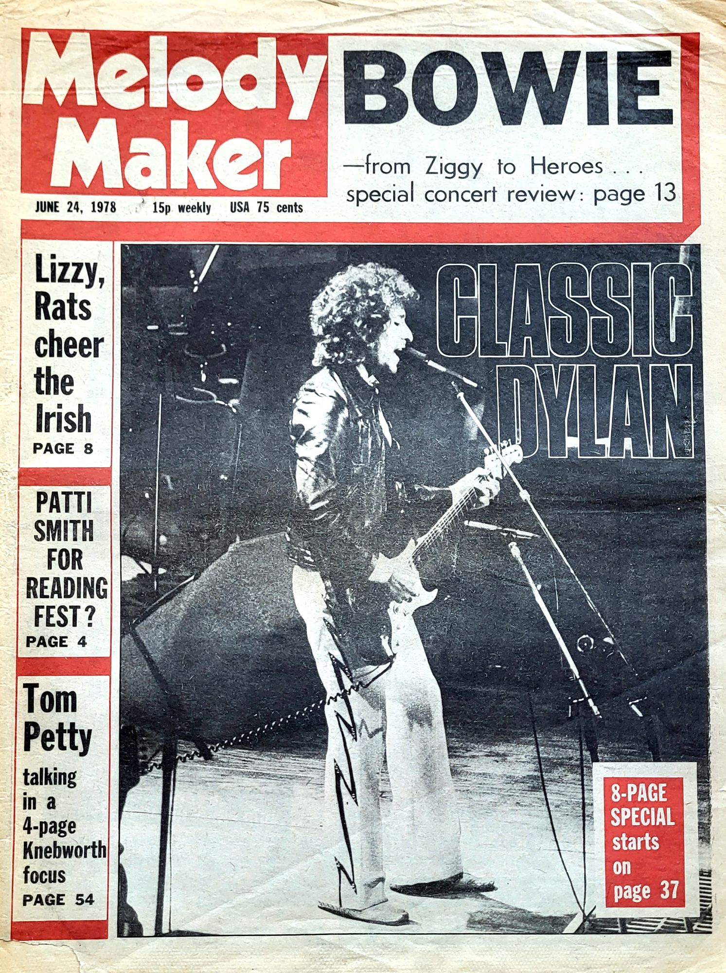 Melody Maker 24 June 1978 Bob Dylan front cover