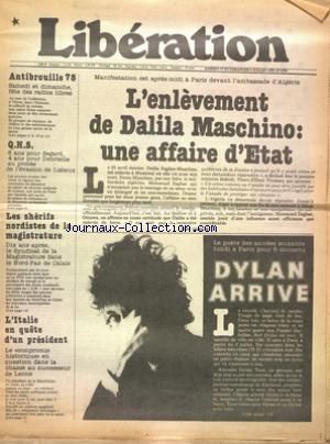 liberation french newspaper 1978 07 01 Bob Dylan front cover