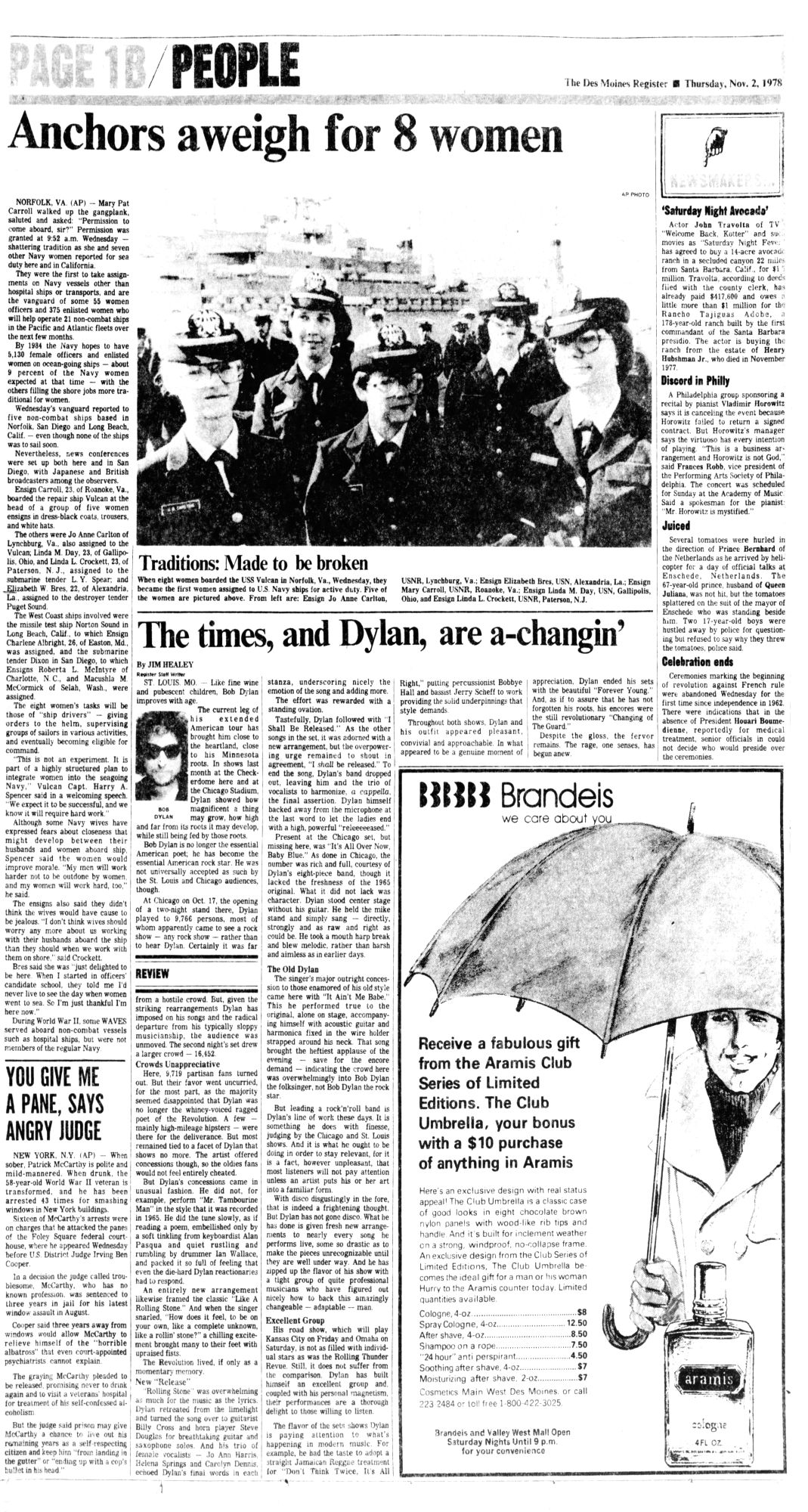 des moines register Bob Dylan front cover