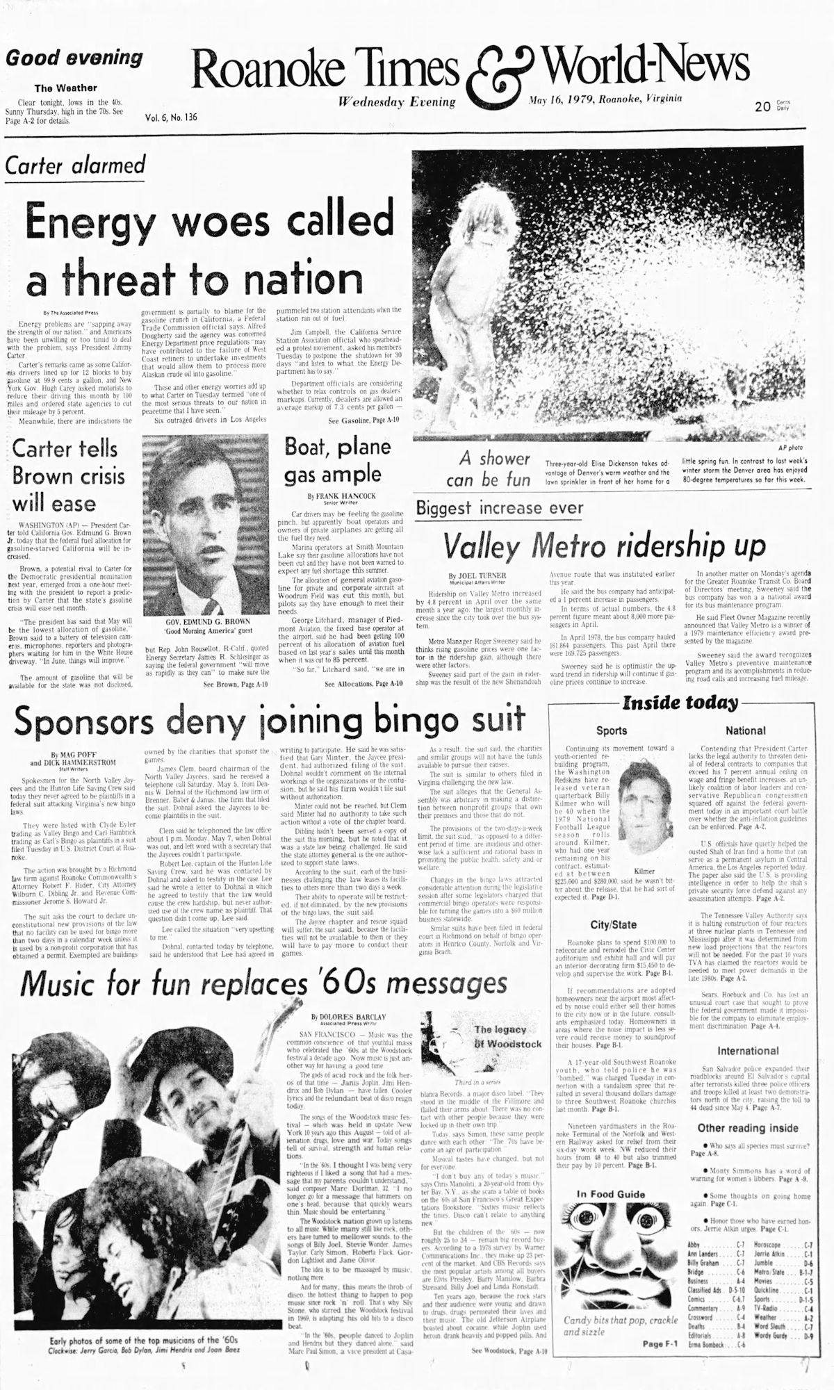roanoke times Bob Dylan front cover