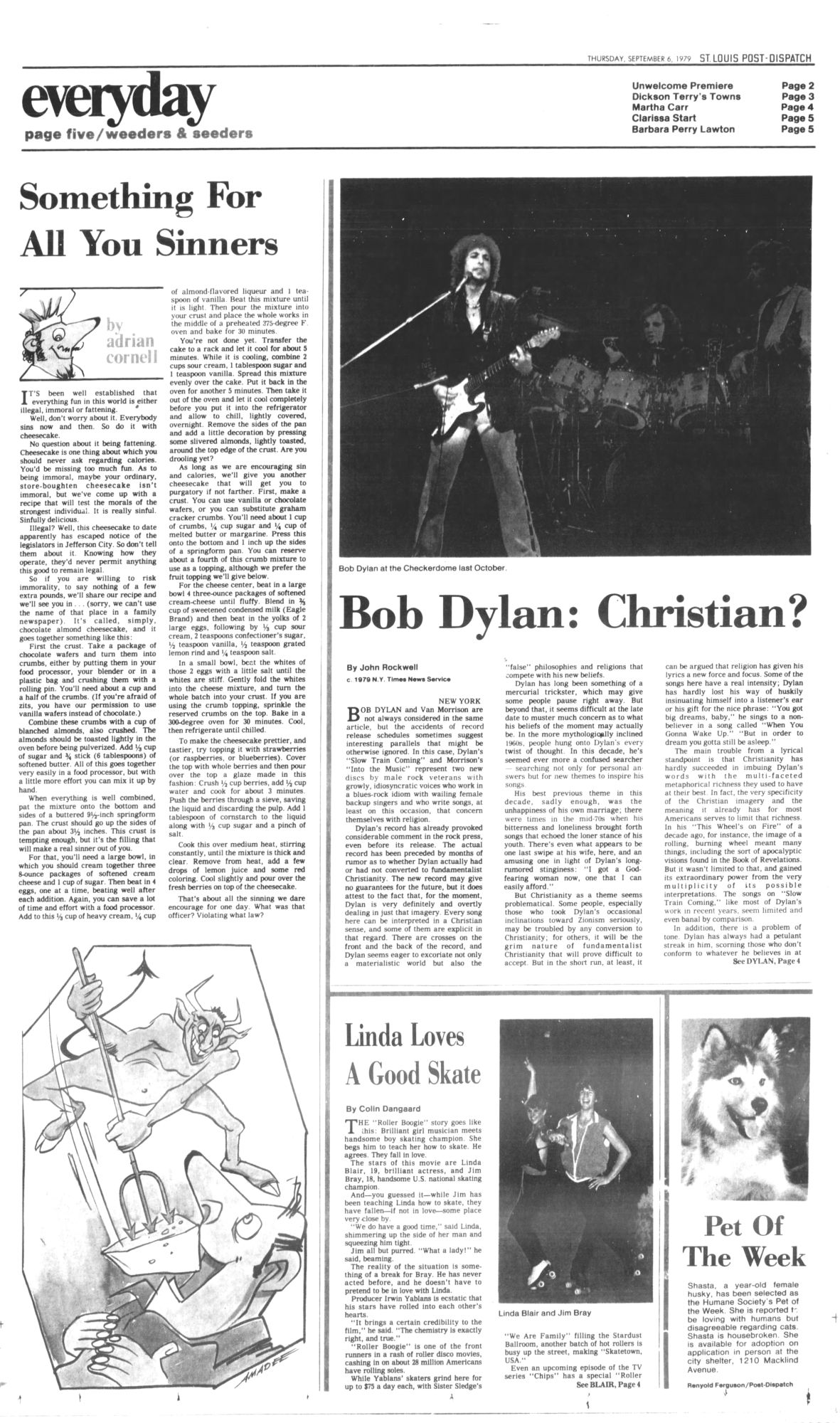 St Louis Post-Dispatch Bob Dylan front cover