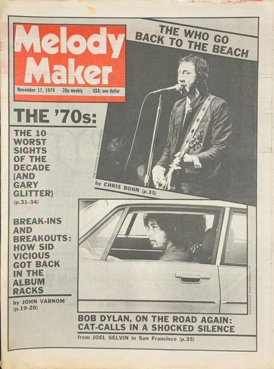 Melody Maker Bob Dylan front cover 17 November 1979