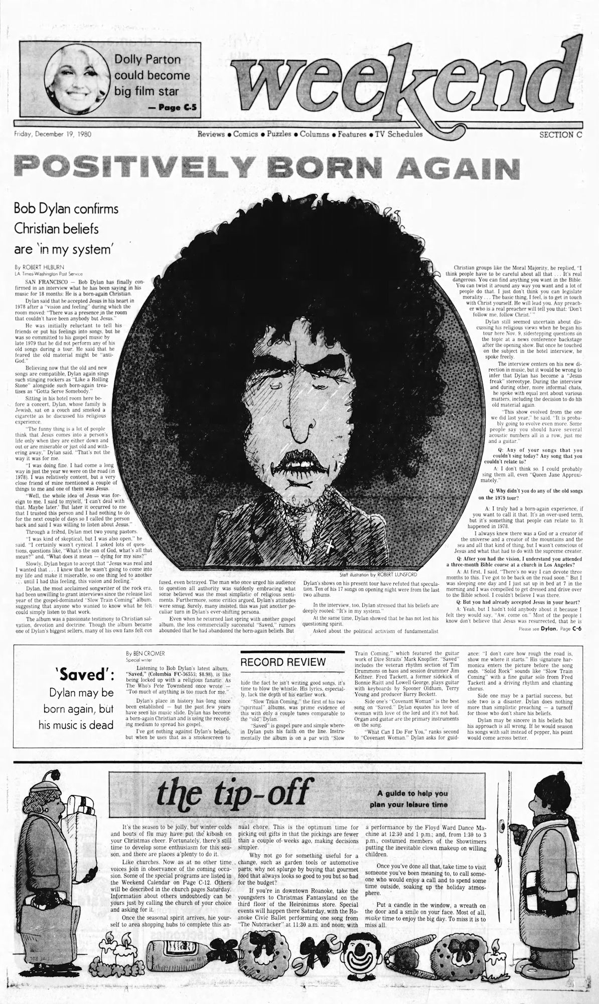 roanoke times japan magazine Bob Dylan front cover