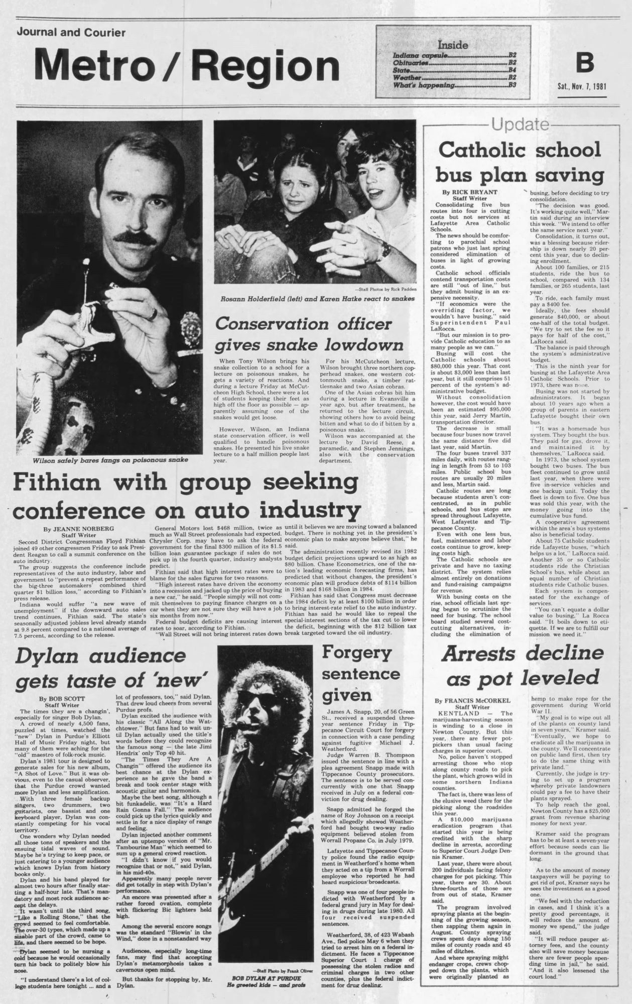journal and courrier Bob Dylan front cover