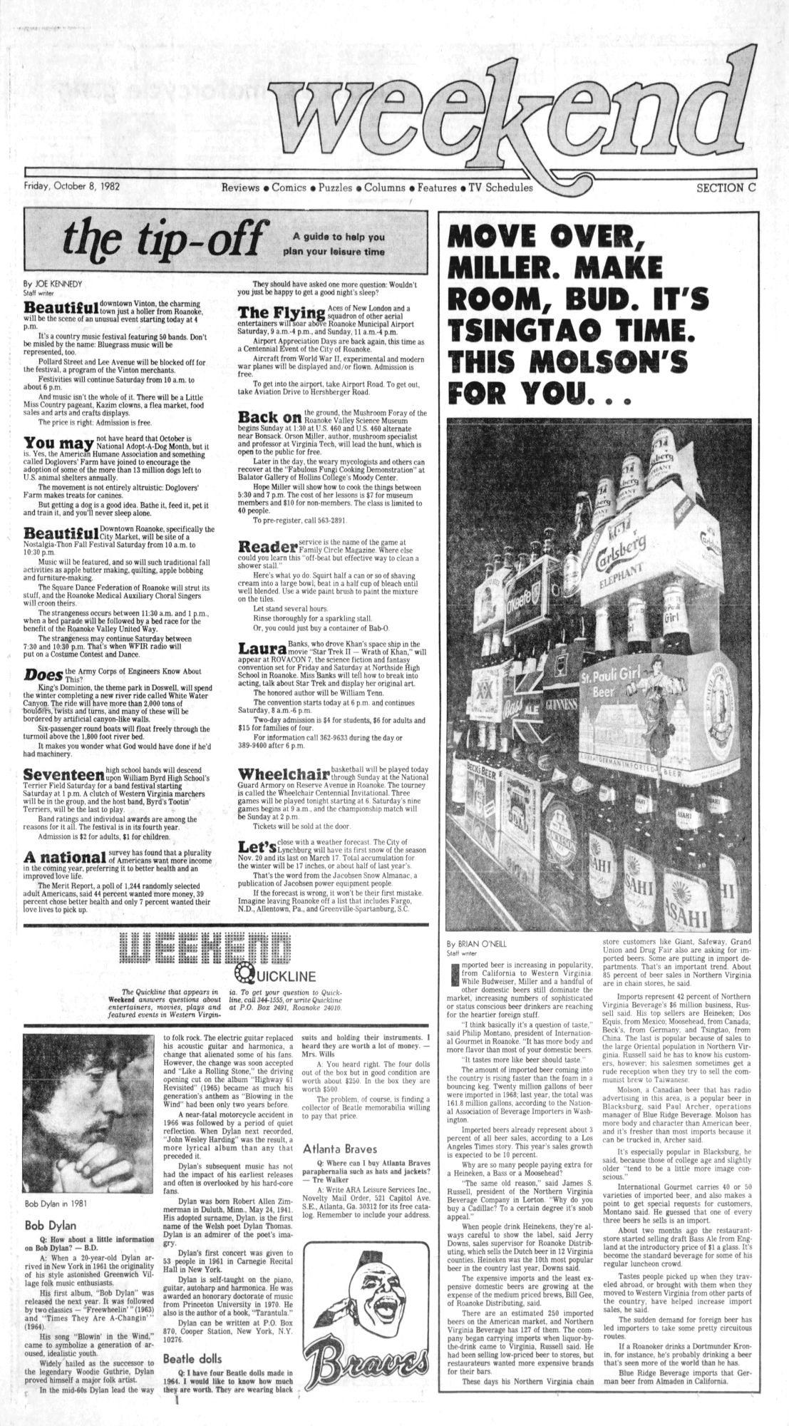 roanoke times Bob Dylan front cover