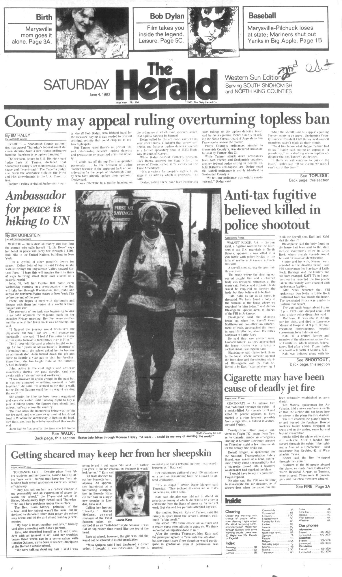 everett herald Bob Dylan front cover