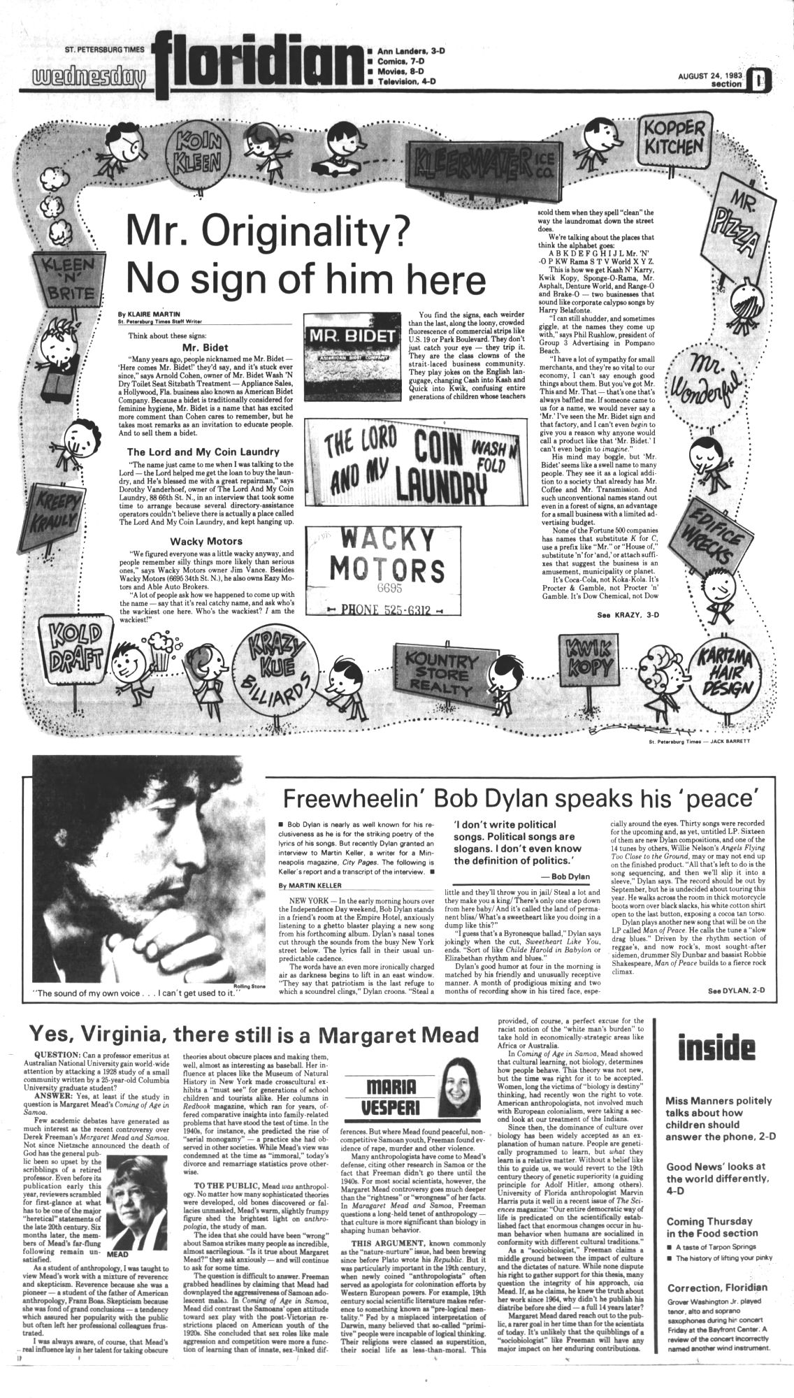 st petersburg times Bob Dylan front cover
