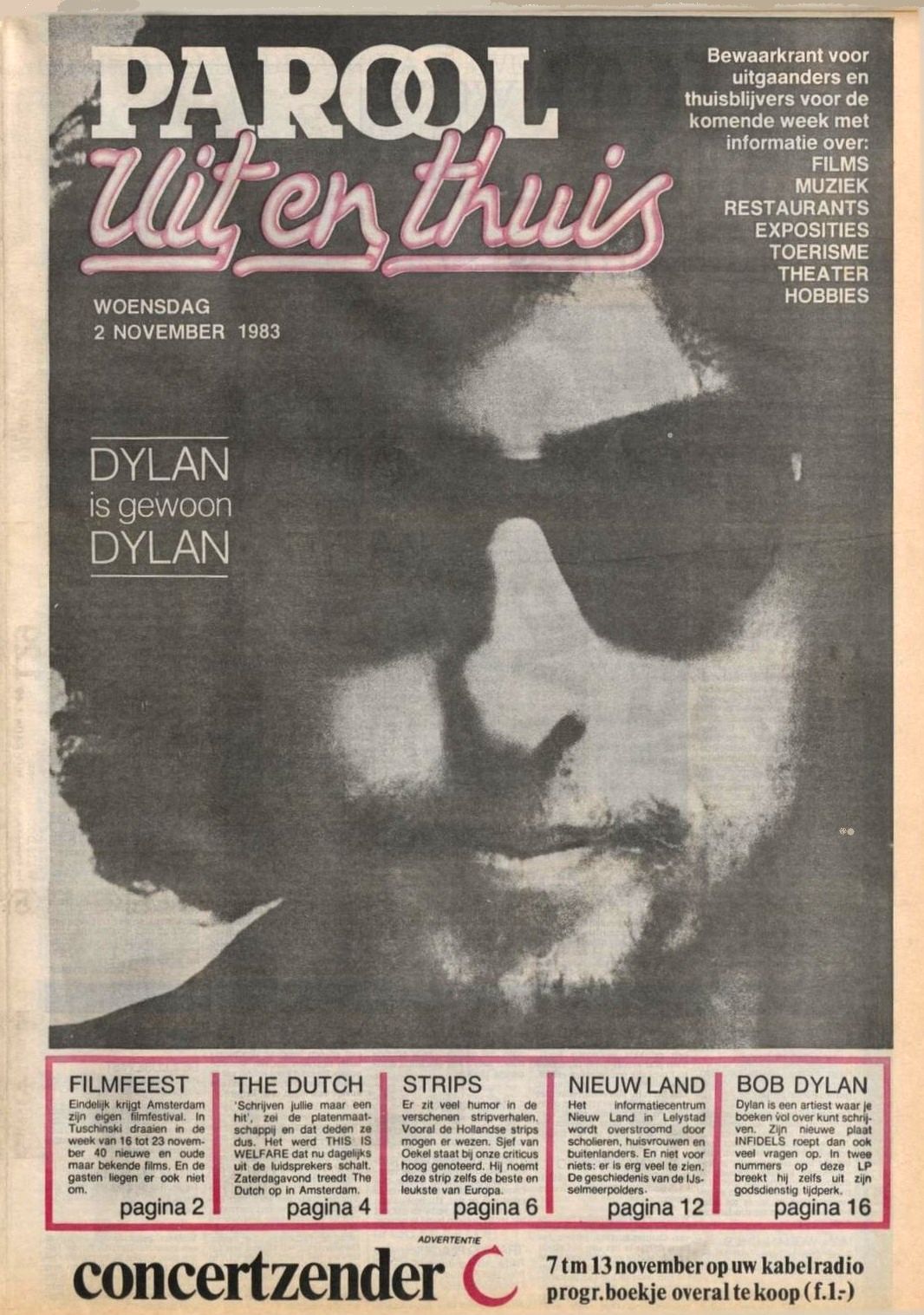 parool uit en thuis magazine Bob Dylan front cover