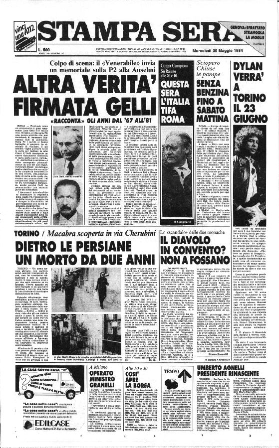 La Stampa 1984 Bob Dylan front cover