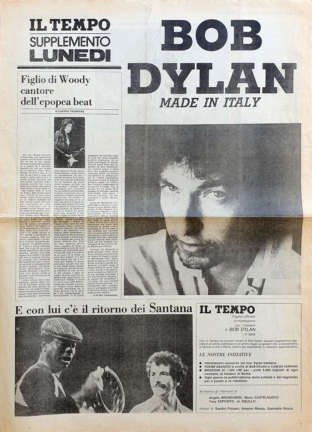 il tempo supplemento lunedi Bob Dylan front cover