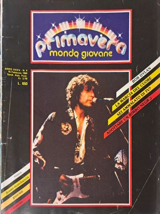 PRIMAVERA MONDO GIOVANE magazine Bob Dylan front cover