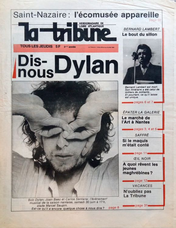 la tribune de loire atlantique Bob Dylan front cover