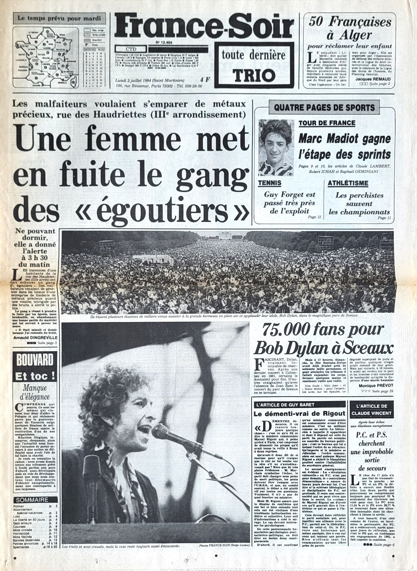 france soir Bob Dylan front cover