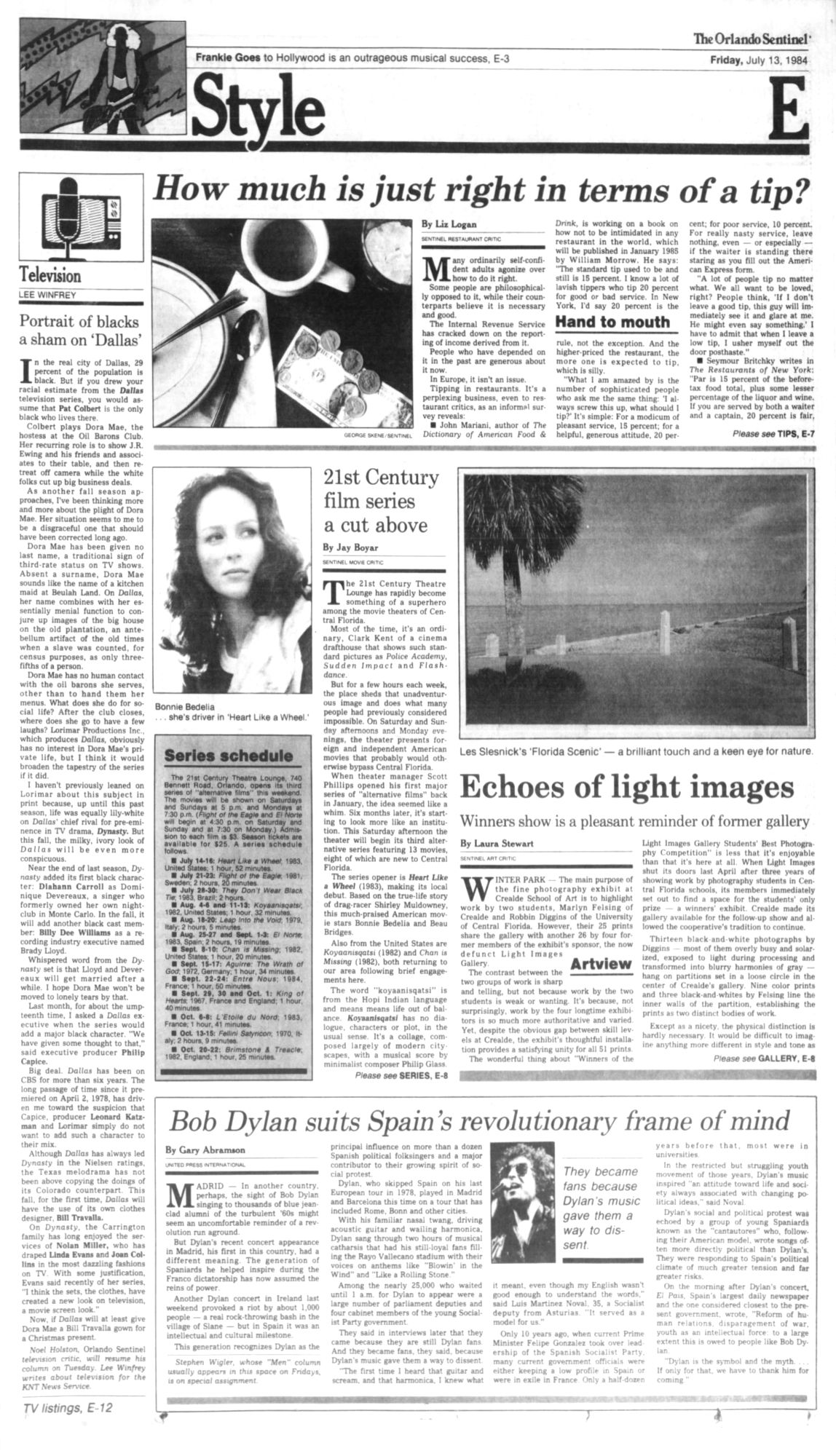 orlando sentinel Bob Dylan front cover