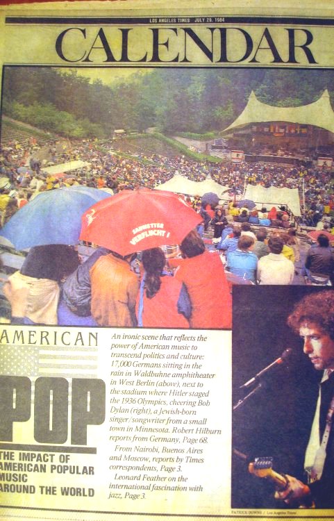 29 july 1984 Los Angeles Times Bob Dylan front cover