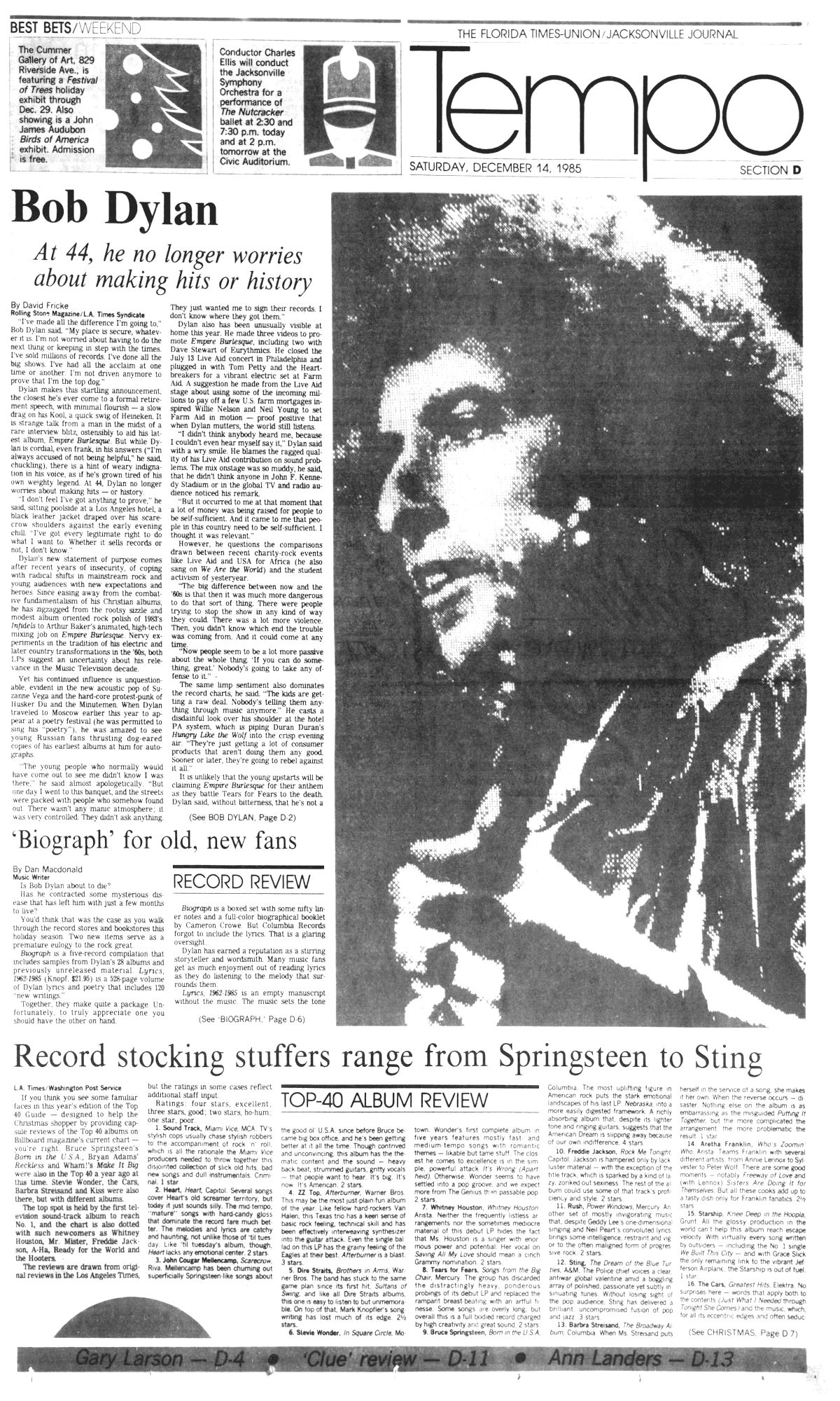 florida times union Bob Dylan front cover