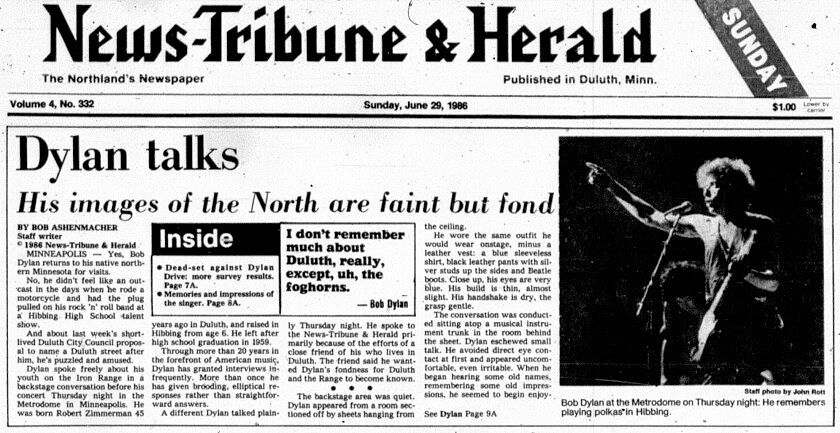 news tribune & herald 1986 front cover