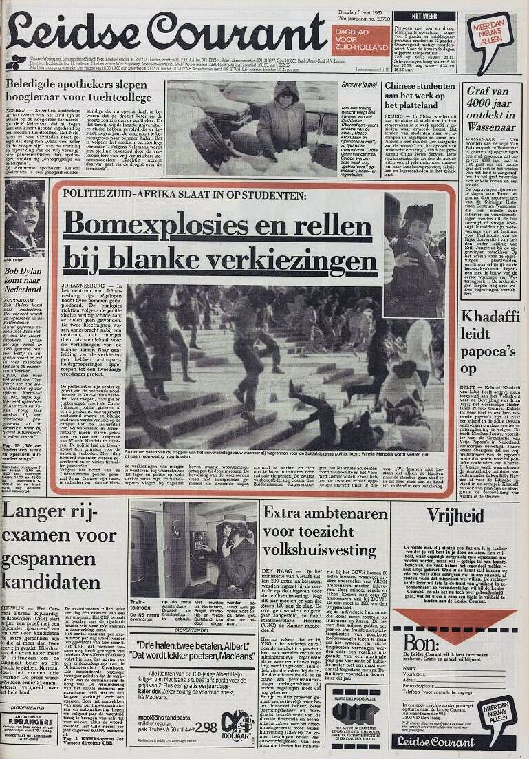 de leidse courant 1987 Bob Dylan cover story