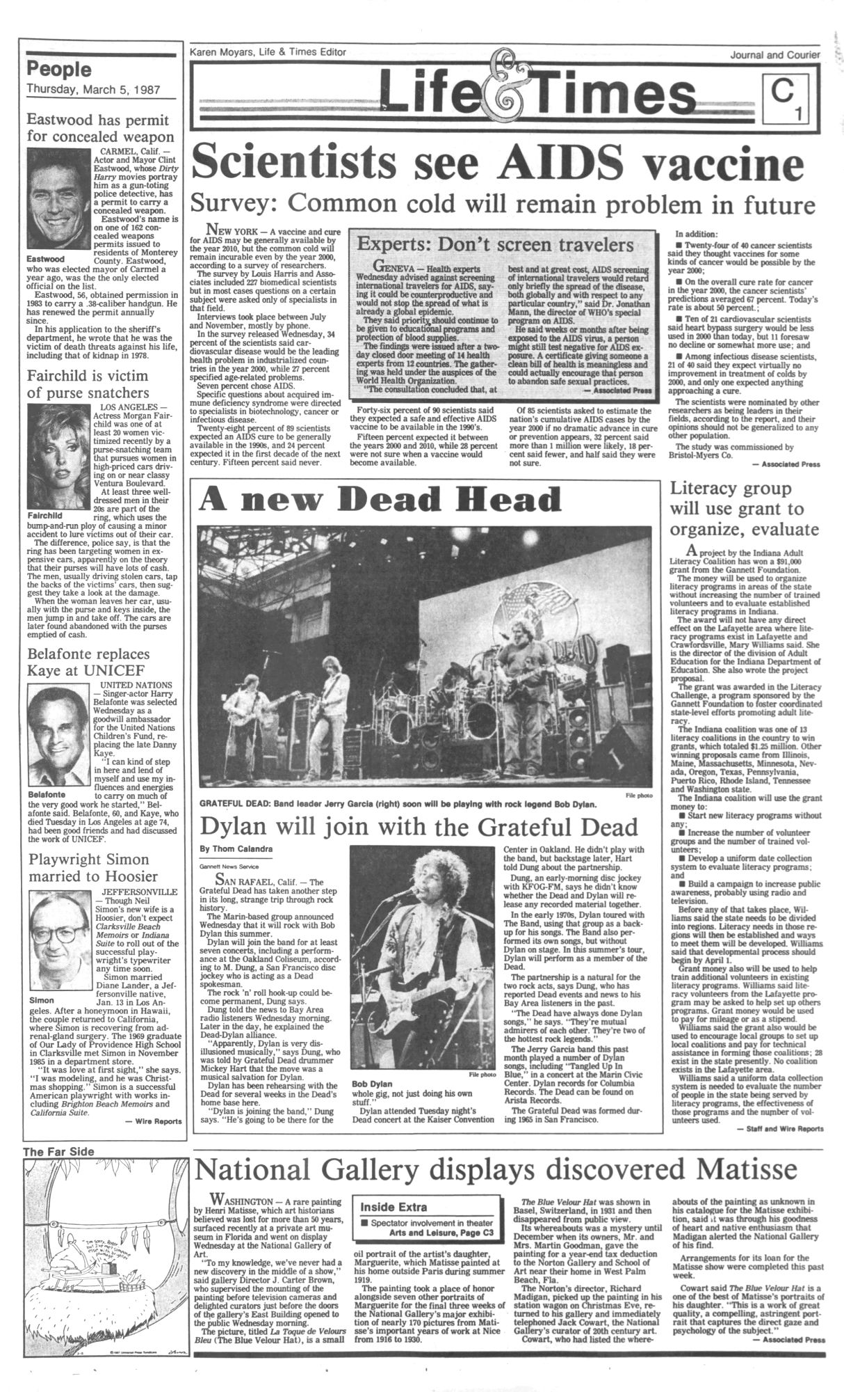 journal and courrier Bob Dylan front cover