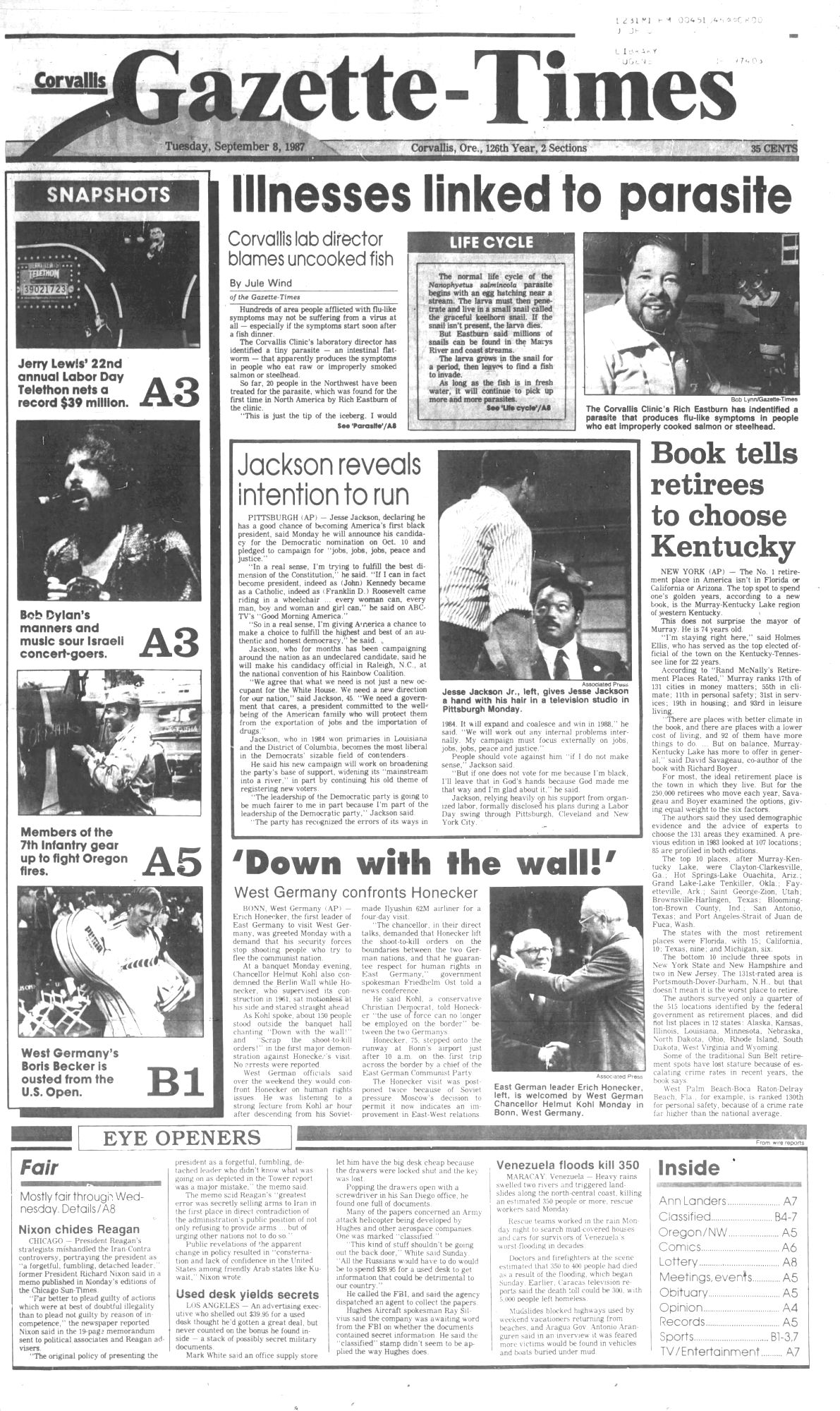gazette times Bob Dylan front cover