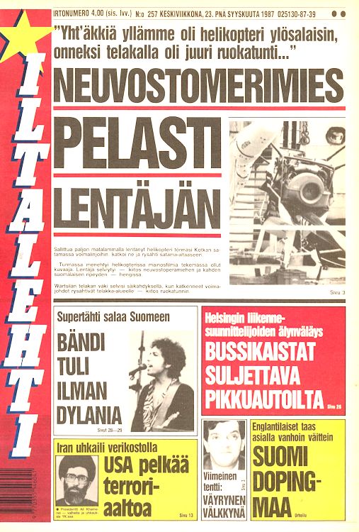 ILtalehti 1987 magazine Bob Dylan front cover