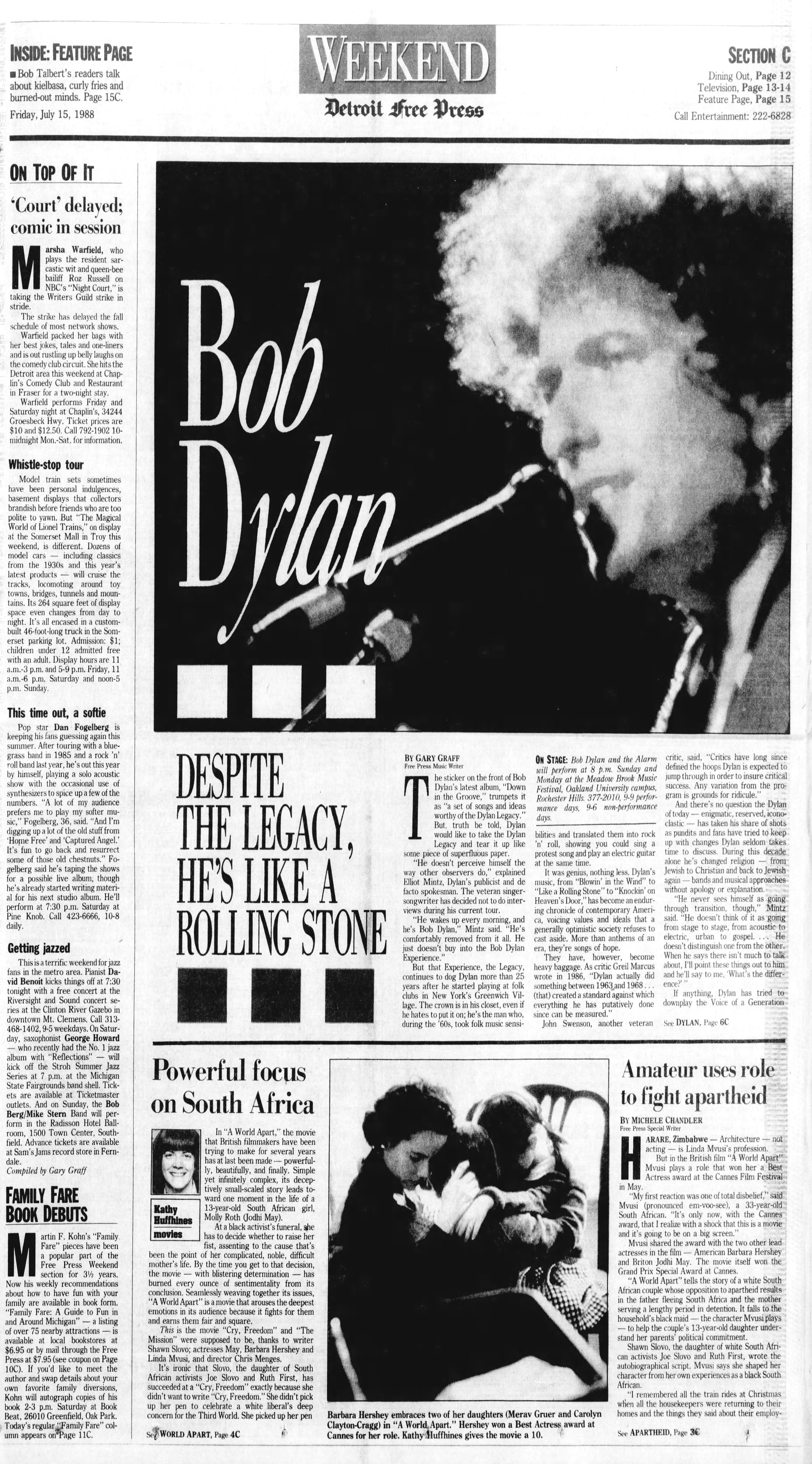 the detroit news Bob Dylan front cover